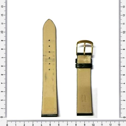 Strap, 18mm watch strap / genuine leather strap, black / Strap made in Germany