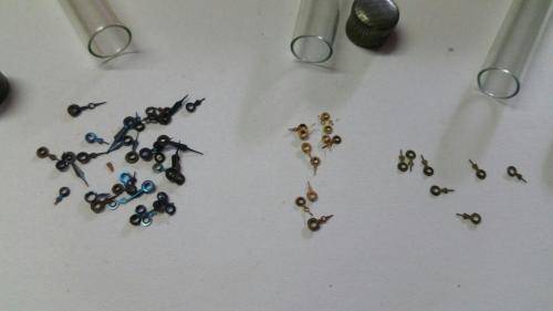 antique Watch parts / spares / Box with different small hands /Watchmaker Treasures 27 tubes