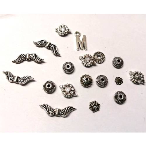 Bead MIX / 23pcs/ Metal Beads  / 8-22mm  /Beads for jewellery crafting