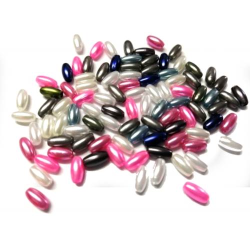 Beads / Acrylic Beads - 8mm -  95 pcs - metallic mix - Oval for jewellery crafting