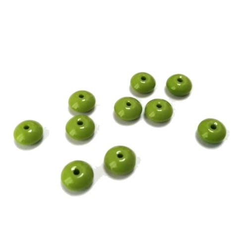 Beads / Pure Glass Beads  - green- 10pcs  - 8mm lentils / Beads for crafting