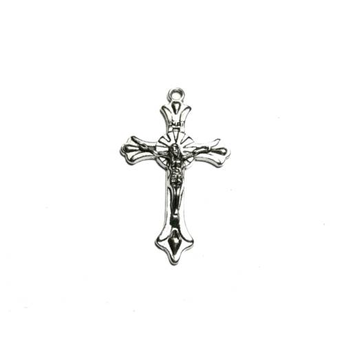 Pendants / Cross -Silver Metal Pendant - 1pc - 37x22mm / pendants for crafting