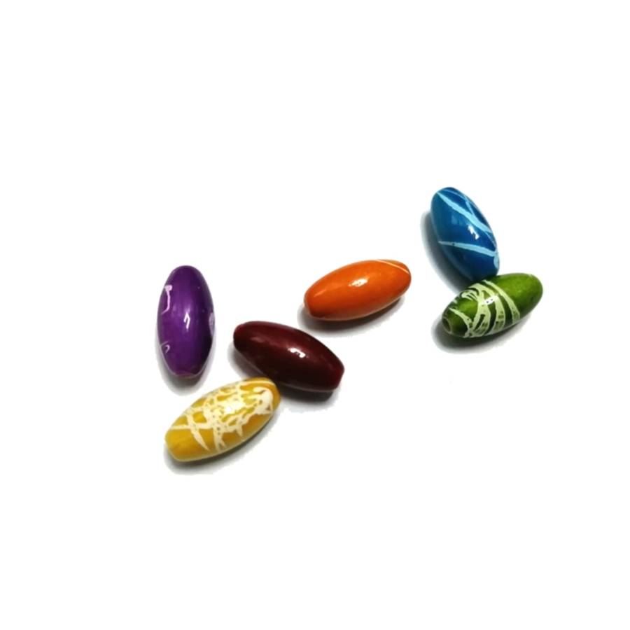 Beads / Acrylic Beads - 14x7mm -  6 pcs - color mix - Ceramic Optic- for jewellery crafting