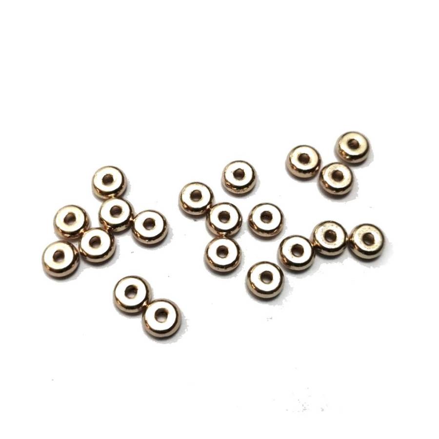Beads / Havy Metal Beads flat - 100pcs - 6x2mm -Hole +/- 2mm- gold / Beads for crafting