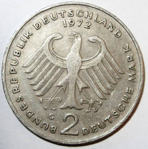 1972 2 Deutsche Mark Silver Coin