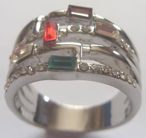 Silver Simulated Gemstone Ring