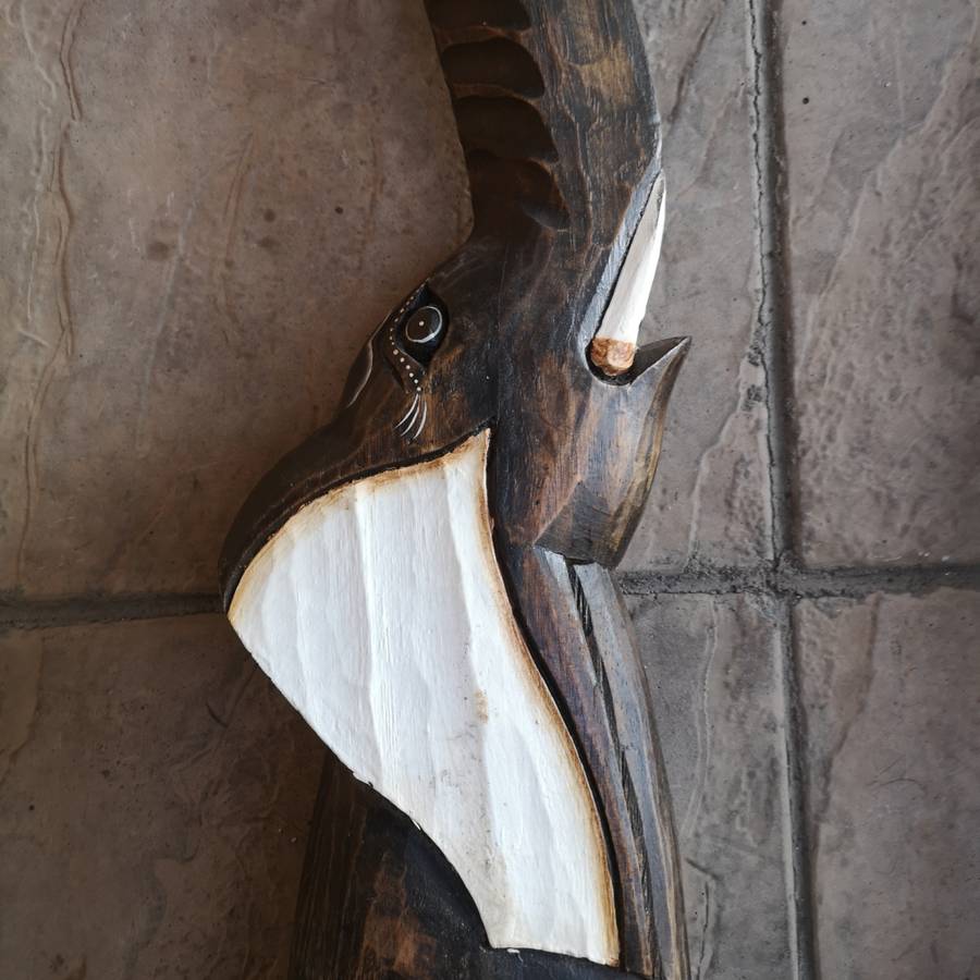 Tall Elephant Wood carving decor. 2 vintage hand carved hand painted around 1m tall