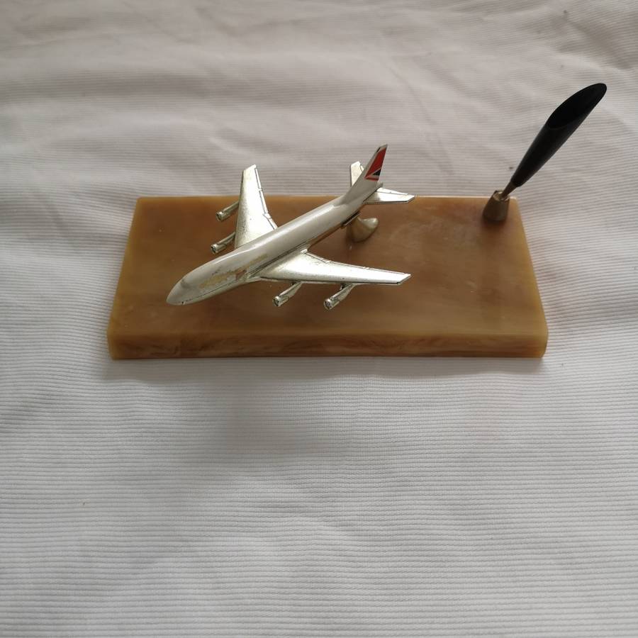 Vintage 1970`s Lesney Giftware British Airways Desk Pen Holder, Matchbox Boeing 747 SP 10 Metal.