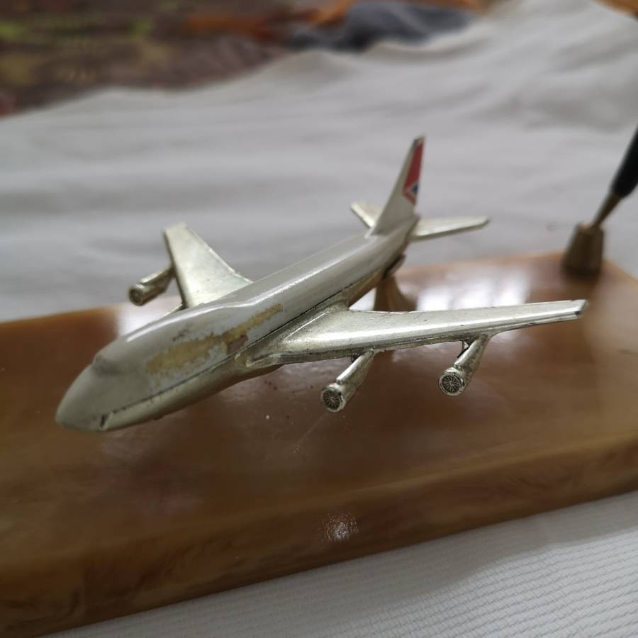 Vintage 1970`s Lesney Giftware British Airways Desk Pen Holder, Matchbox Boeing 747 SP 10 Metal.