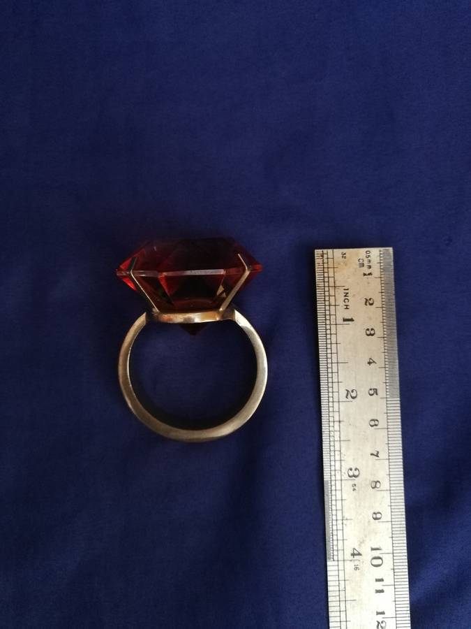 Large silver display ring- Handmade with simulated ruby stone