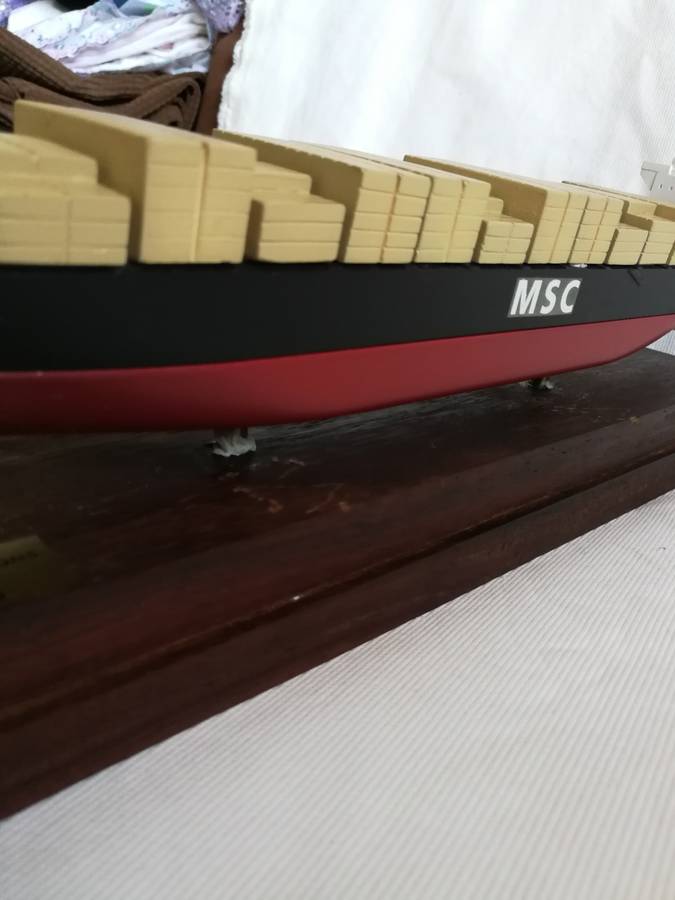 Vintage 1990 90s MSC Rafaela Container Vessel Model Collectible with Display Case. Boardroom item