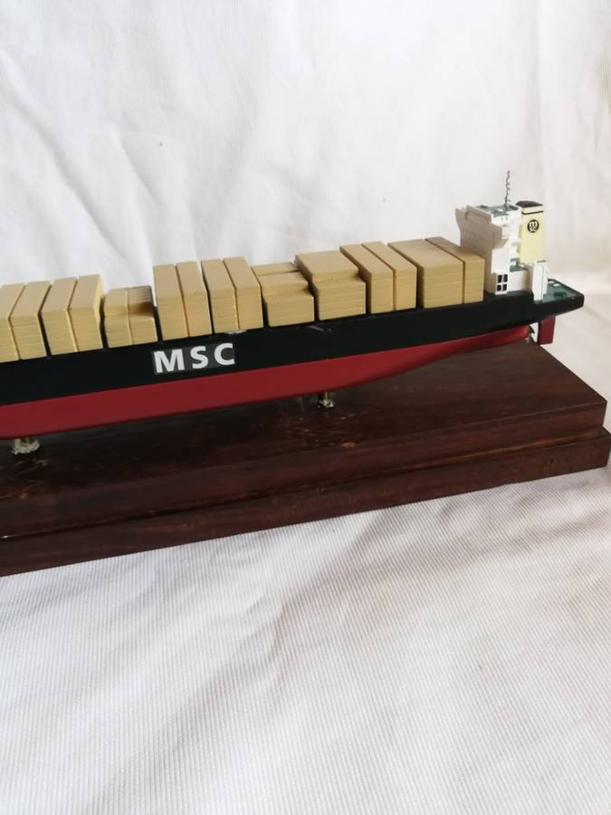 Vintage 1990 90s MSC Rafaela Container Vessel Model Collectible with Display Case. Boardroom item