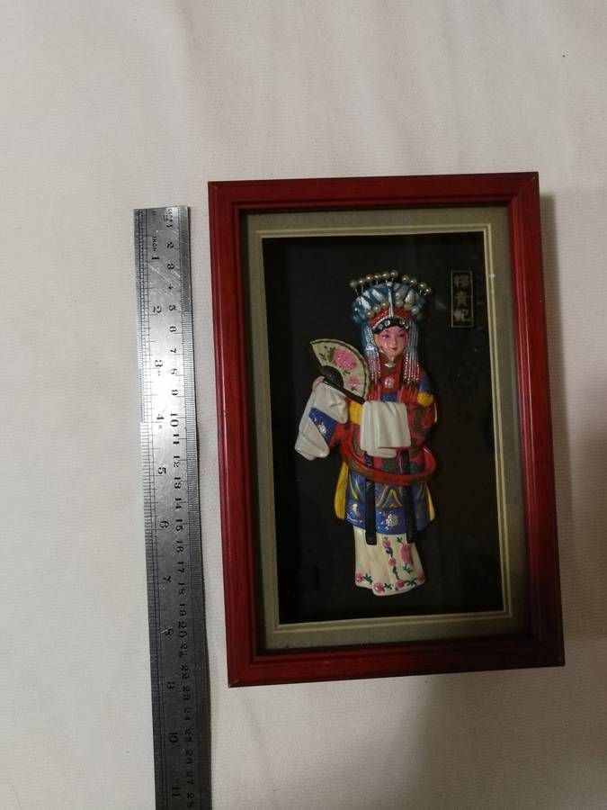 Chinese Hand Painted Lacquer Mask of Princess Yang Gui Fei Statue in box frame- Vintage