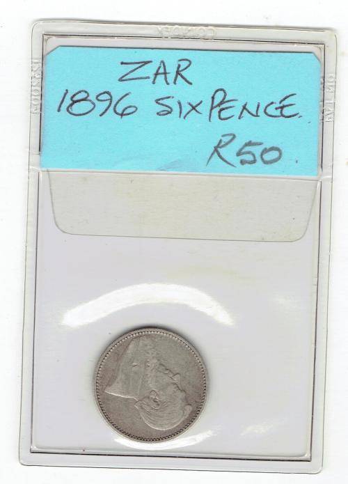 ZAR 1896 SIXPENCE