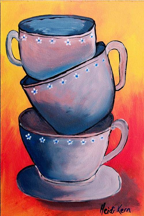 Original Painting - Tea Time - by SA artist Heidi Kern