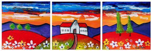 ** Daisy Fields** 20cm x 60cm - by SA artist Heidi Kern