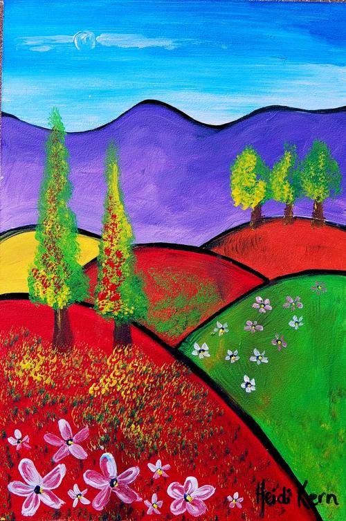 **Spring Fields** 20cm x 30cm - by SA artist Heidi Kern