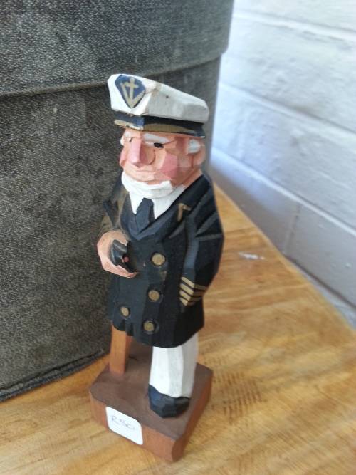 WOODEN CAPTAIN STATUE