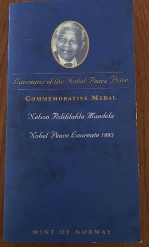Nelson Mandela NOBEL PEACE LAUREATE 1993 COMMEMORATIVE MEDAL on Auction Now!!!