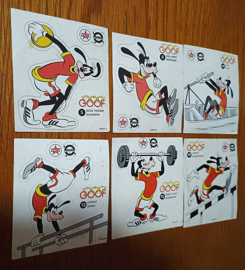 1970's Caltex Goofy Olympics collectable stickers
