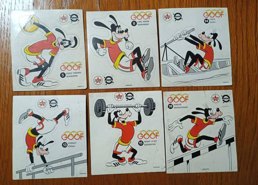 1970's Caltex Goofy Olympics collectable stickers