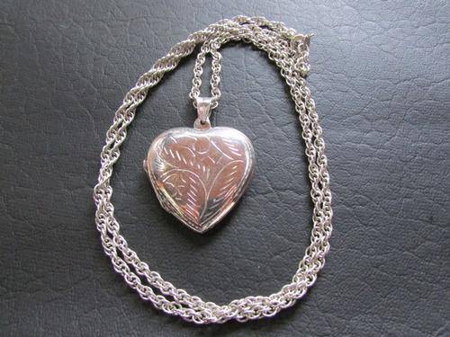 Exquisite Large Sterling Silver Fully Engraved Locket & Chain