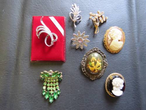 Eight Vintage Costume Brooches as one lot