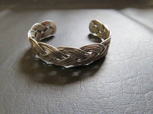 Vintage Sterling Silver Plaited Cuff Bangle