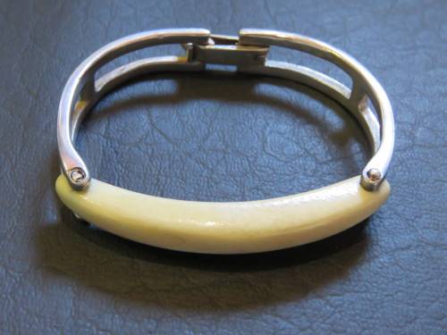 Vintage Silver (800) & Bone Cuff Bangle