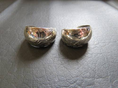 Lovely Large Engraved Sterling Silver Earrings