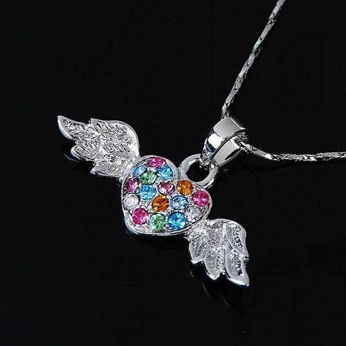 angel wing heart necklace