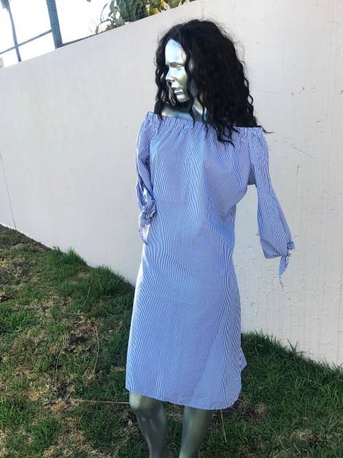 Off-shoulder striped dress