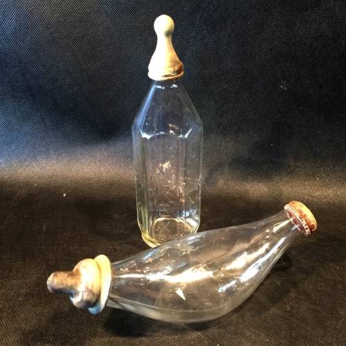 Antique Baby Feeding Bottle Due with original Rubber Teats