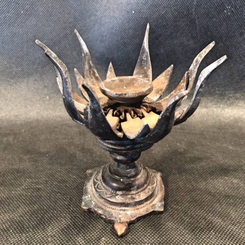 Antique Cast Brass Lotus Flower Scent Burner (Opens and Closes)