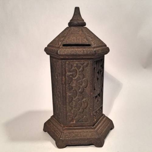 Antique Oriental Themed Cast Iron Savings Bank!!!