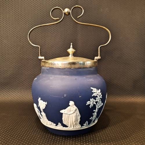 RARE!!! Adams of Tunstall - Dark Blue Jasper Ware - Biscuit Barrel