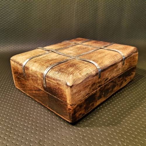 Handcrafted Wood Trinket Box With Metal Detail