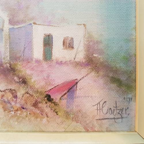 Framed Original Oil On Board Landscape by H Coetzer 1971 (380mm x 320mm)