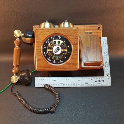 Vintage Styled Telkom Wall Mount Brass and Wood Phone! (Working)