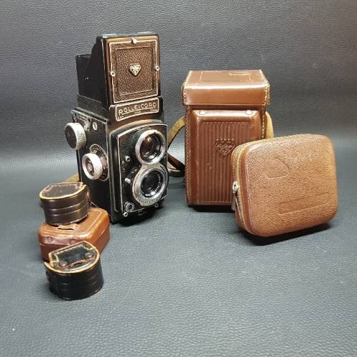 Vintage German Rolleicord Medium Format Camera with Extra Lenses