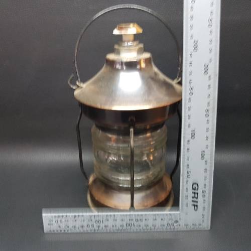 Rare Vintage Brass and Glass Lantern Decanter!!!