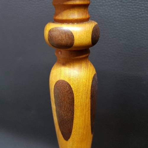 Two Large Hand Crafted Yellow Wood Candle Stands