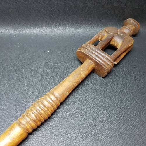 RARE!!! Hand Crafted Vintage Wood Carved Elephant Walking Stick