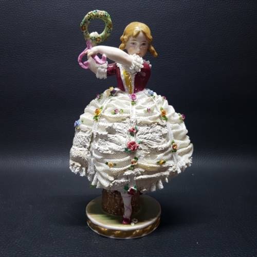 Antique Dresden German Lace Porcelain Figurine