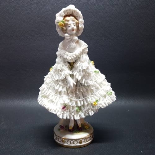 Antique Dresden German Lace Porcelain Figurine