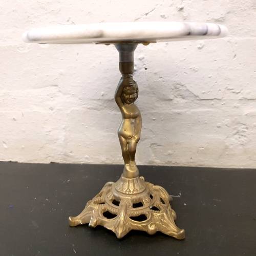 Small Detailed Brass and Marble Wine Bottle Table!!!