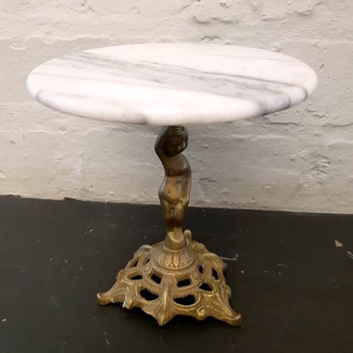 Small Detailed Brass and Marble Wine Bottle Table!!!