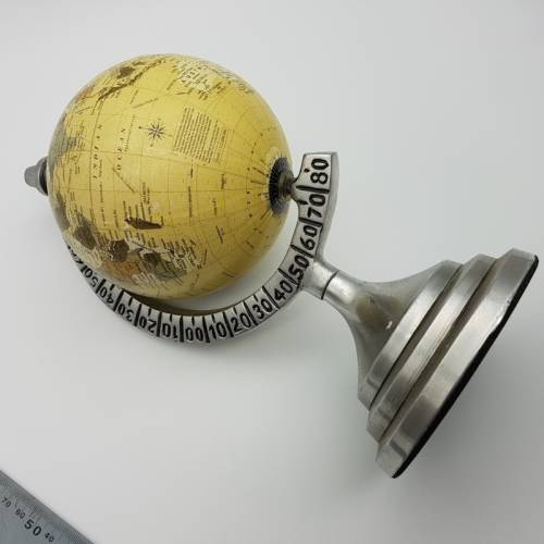 Highly Detailed Pewter Stand Globe (30cm Tall)