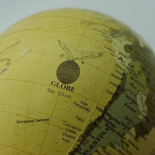 Highly Detailed Pewter Stand Globe (30cm Tall)