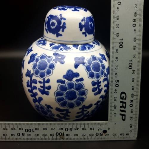 Blue and White Oriental Tea Caddy